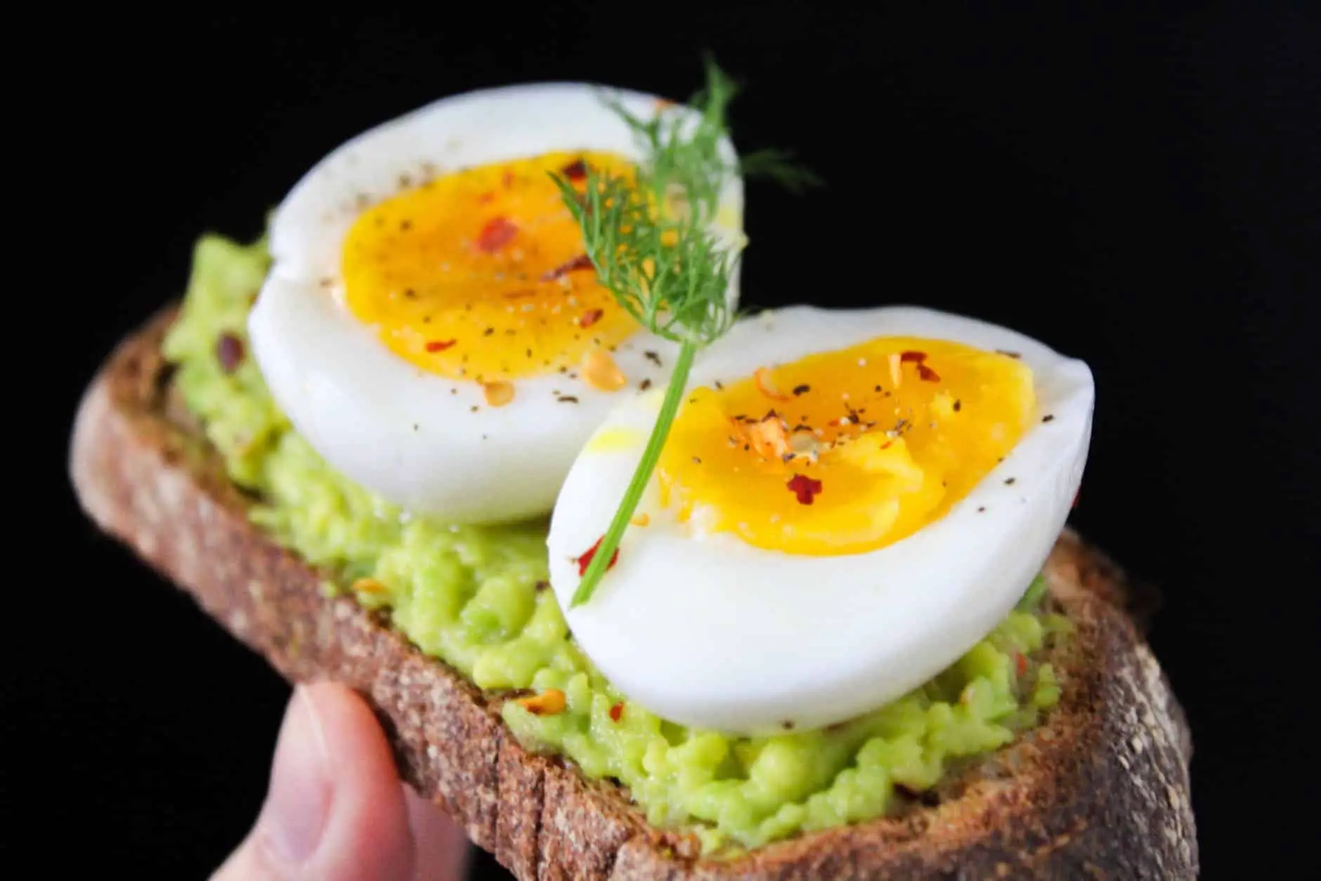 Boiled Egg on Slice with Avocado Sauce