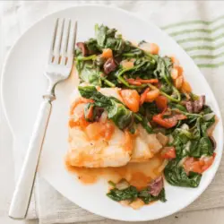 Flaky Mediterranean Fish with Spinach