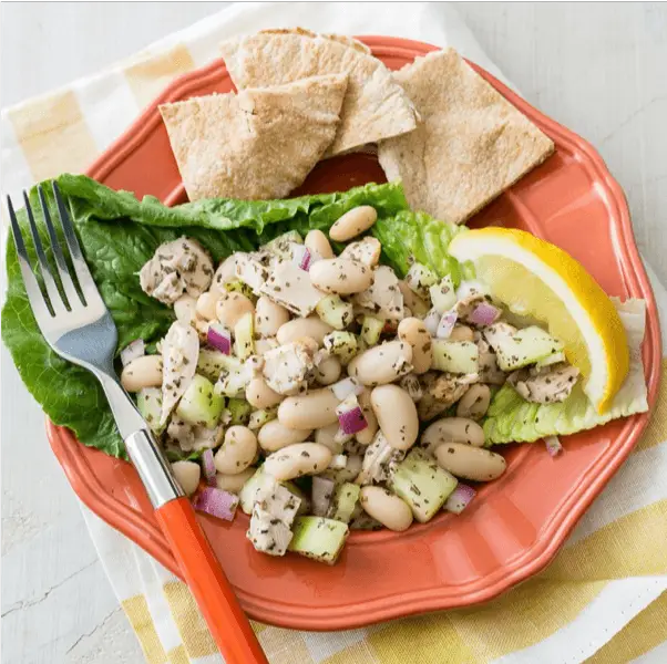 mediterranean chicken white bean salad - 