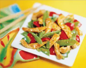 sesame chicken with peppers
